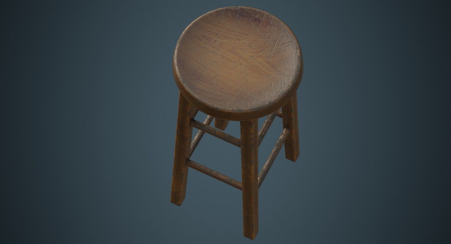 Stool 2B Low-poly 3D model_5