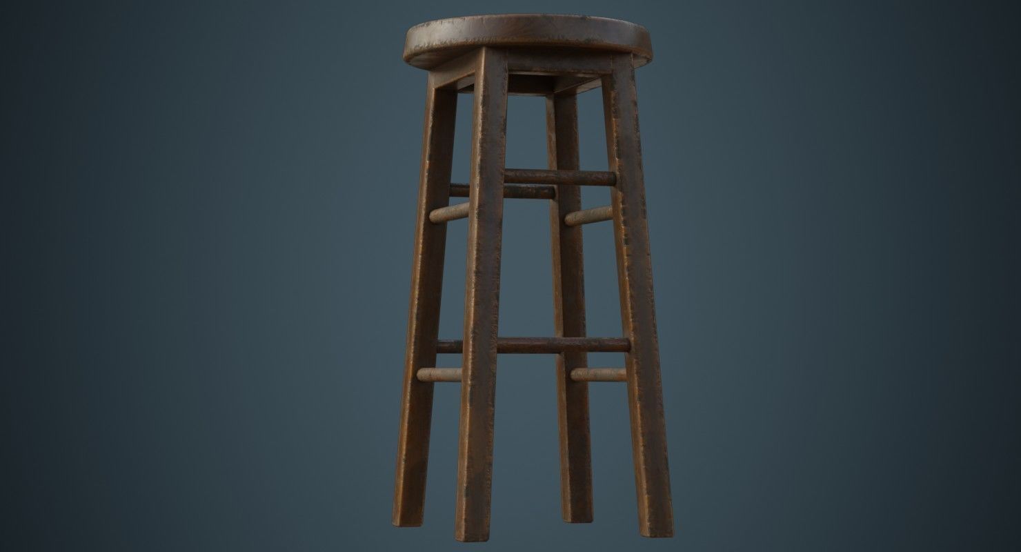 Stool 2B Low-poly 3D model_6