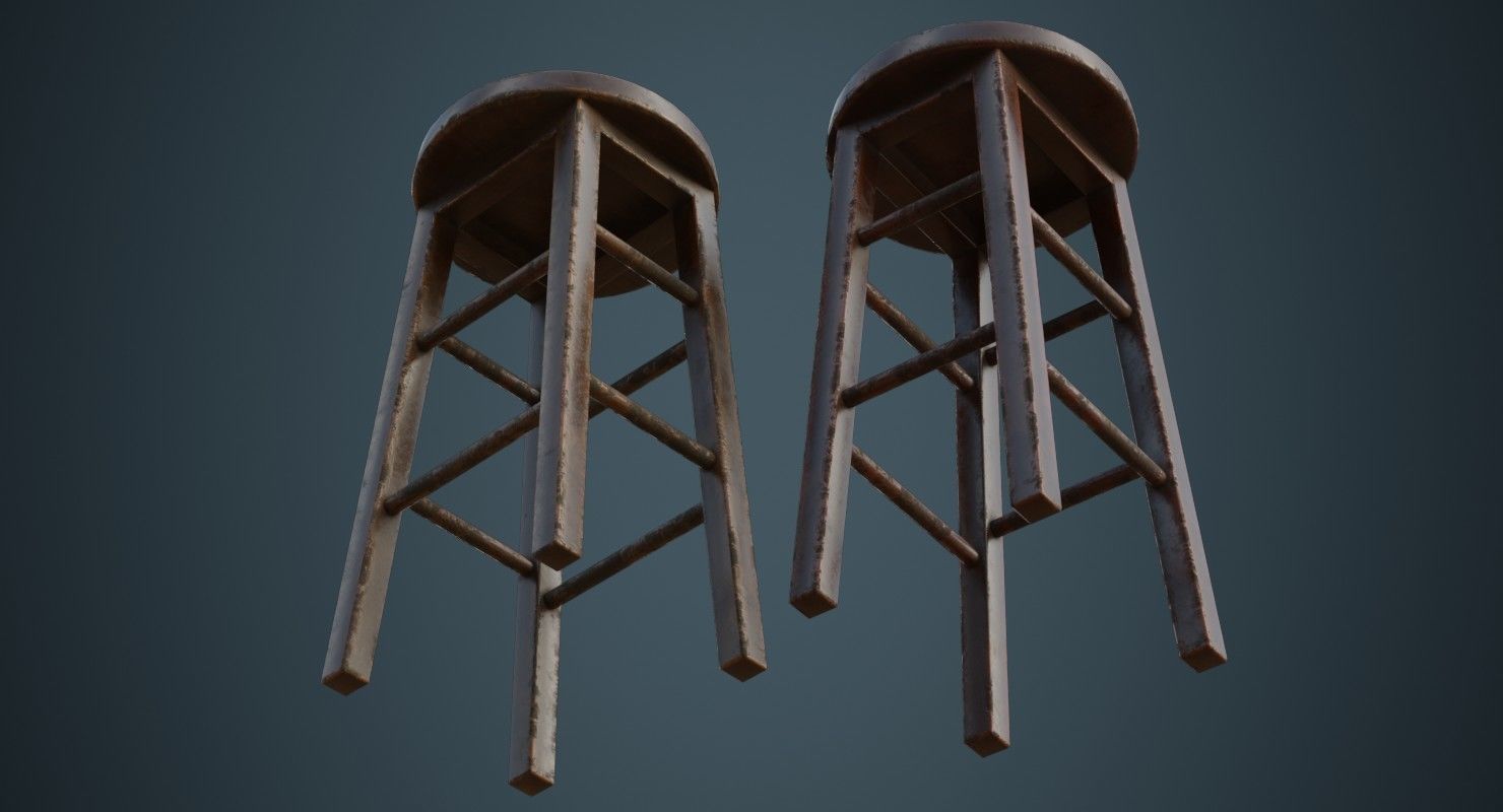 Stool 2B Low-poly 3D model_2