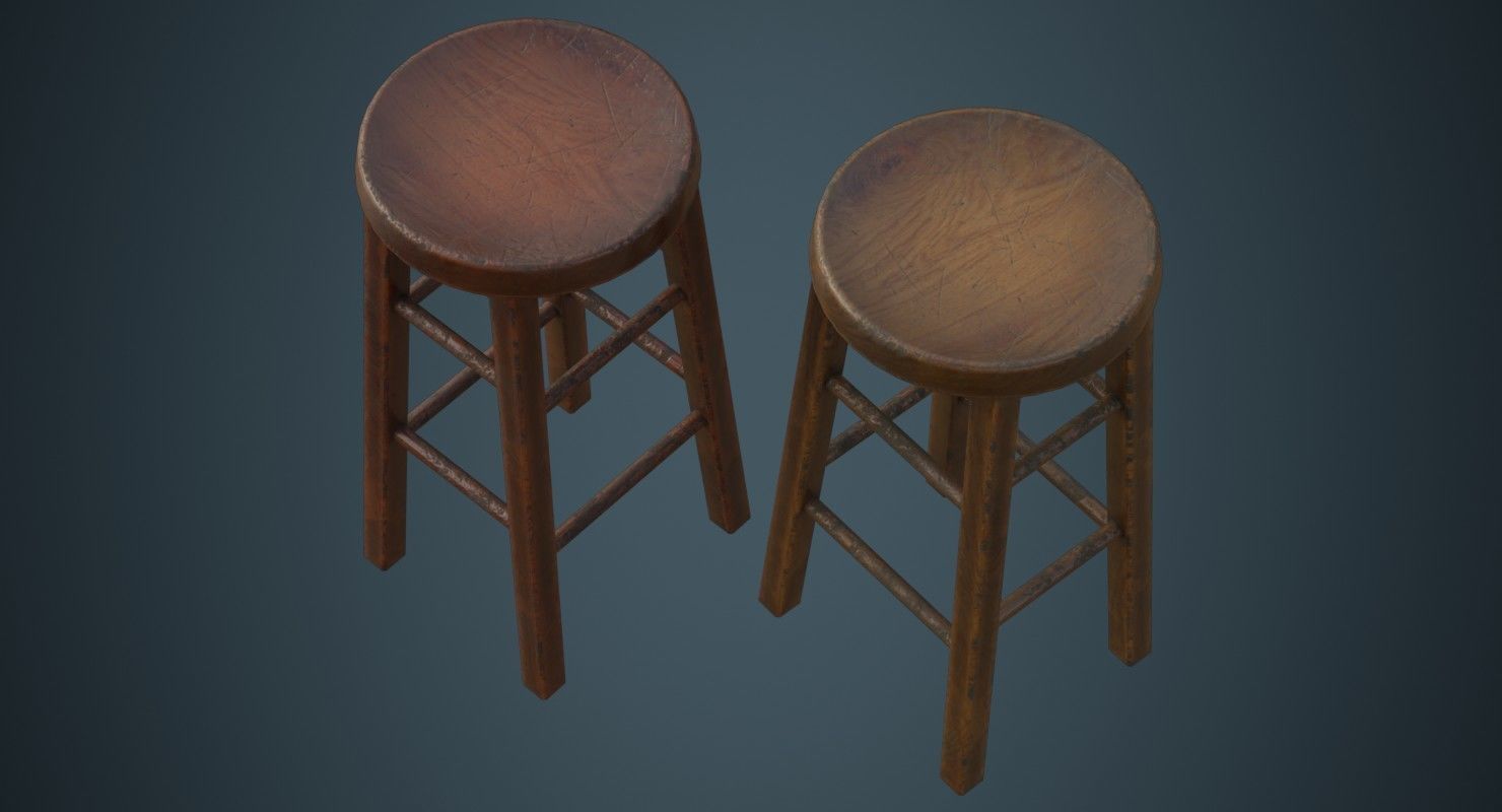 Stool 2B Low-poly 3D model_1
