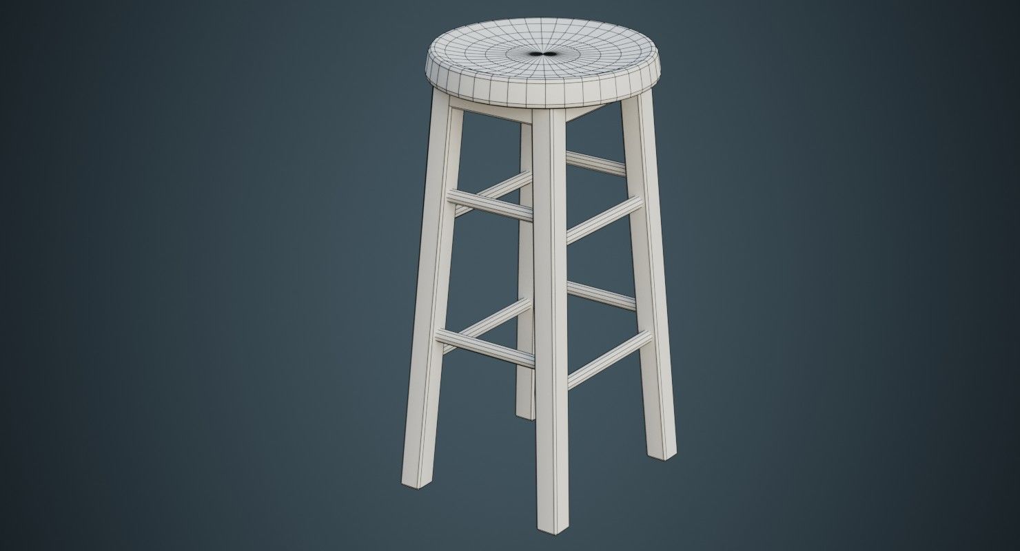 Stool 2B Low-poly 3D model_8