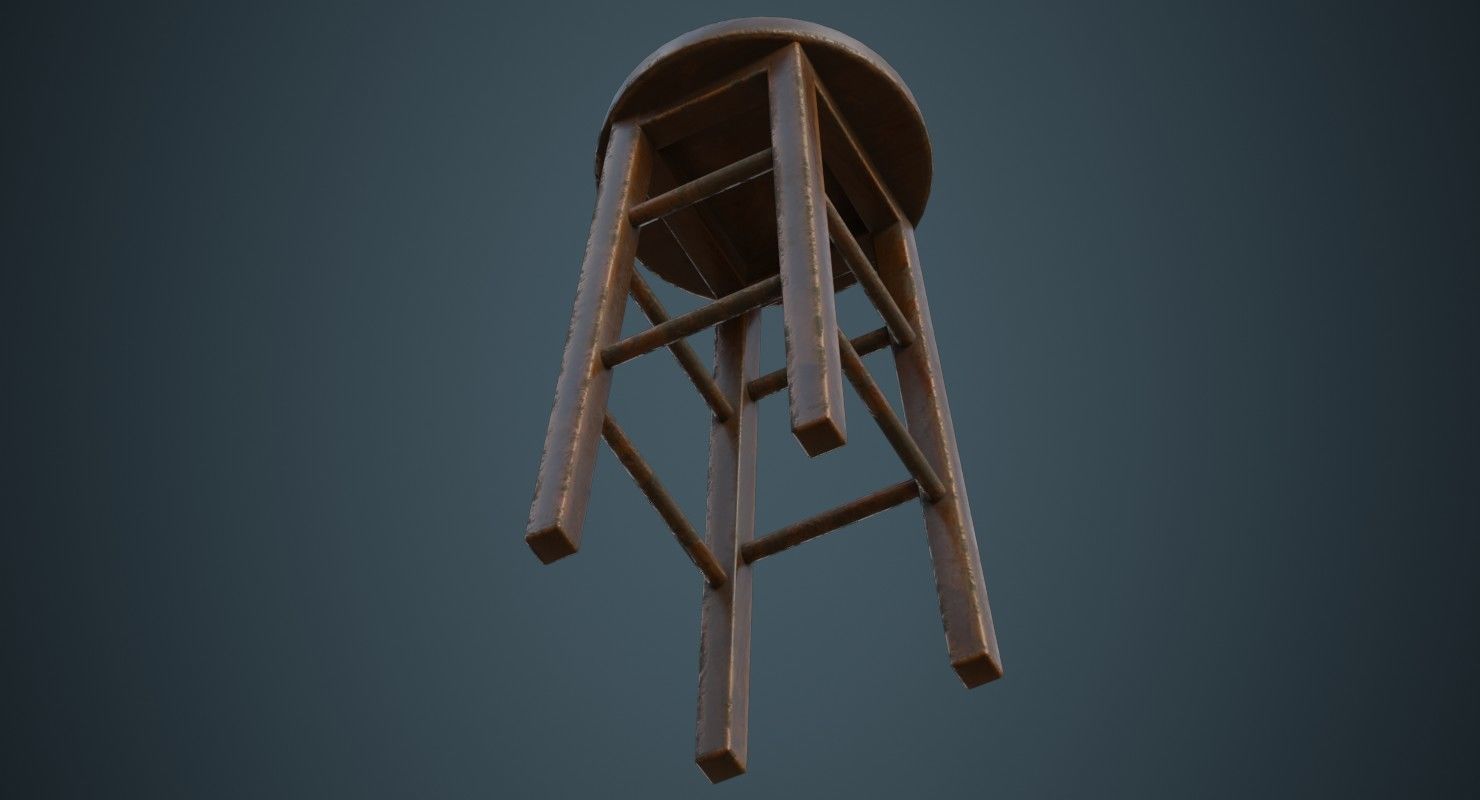 Stool 2B Low-poly 3D model_7