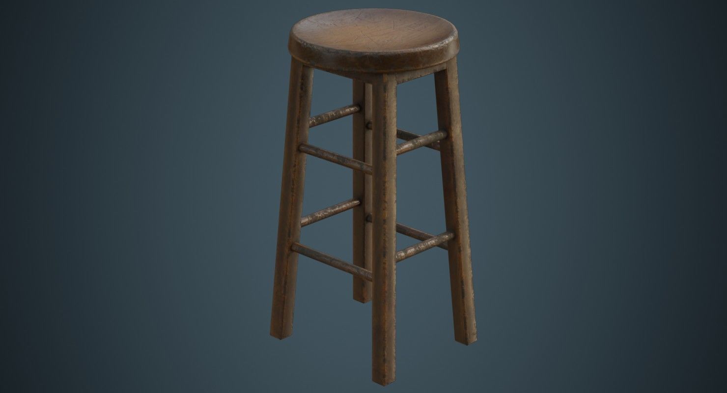 Stool 2B Low-poly 3D model_4