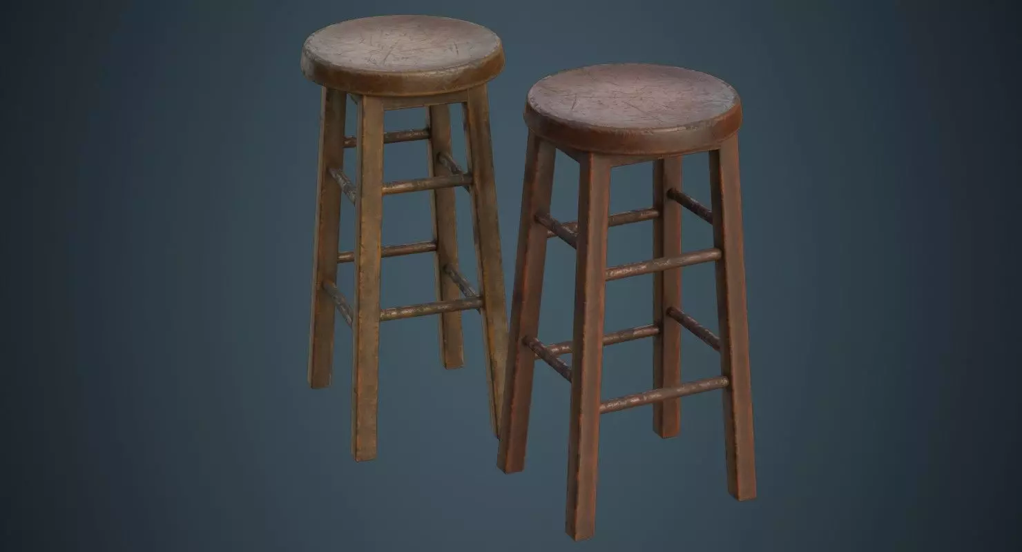 Stool 2B Low-poly 3D model_0