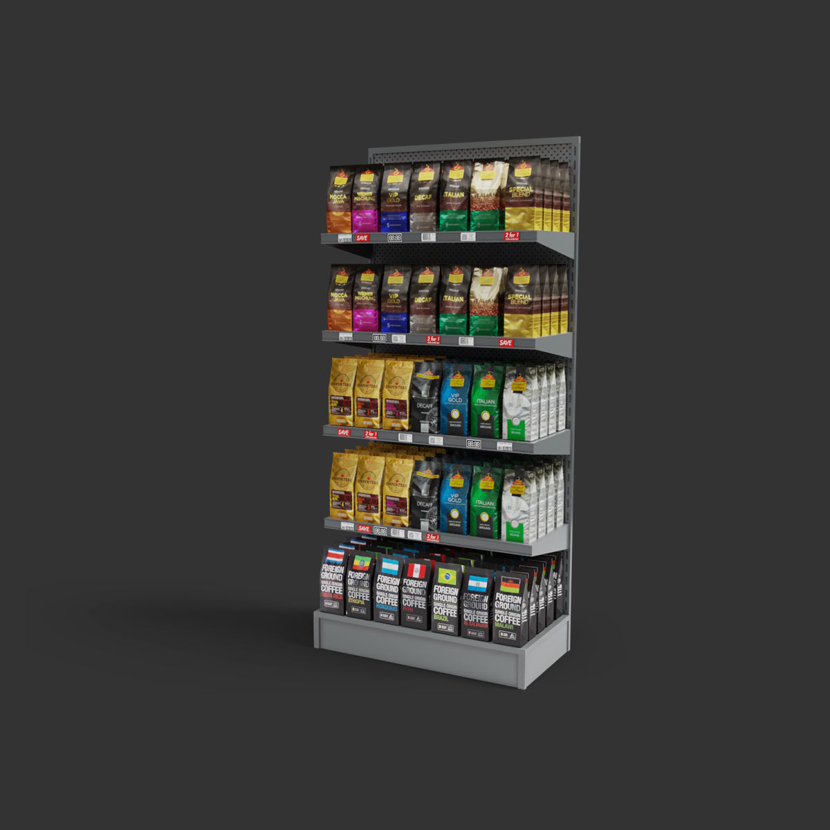 supermarket shop store builder 3D kitbash elements 3D model_10