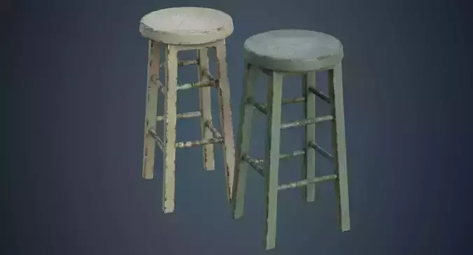 Stool 2D Low-poly 3D model