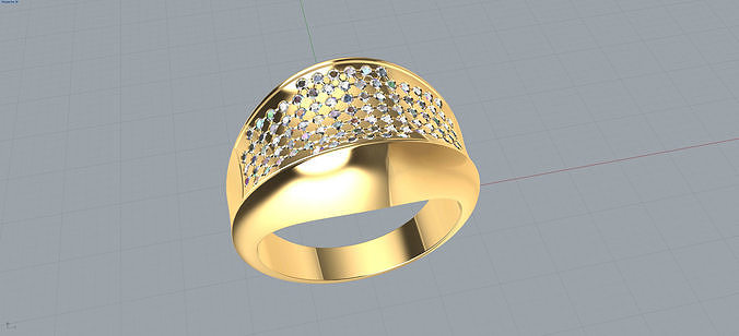 Pave ring 1 mm diamonds 3D print model