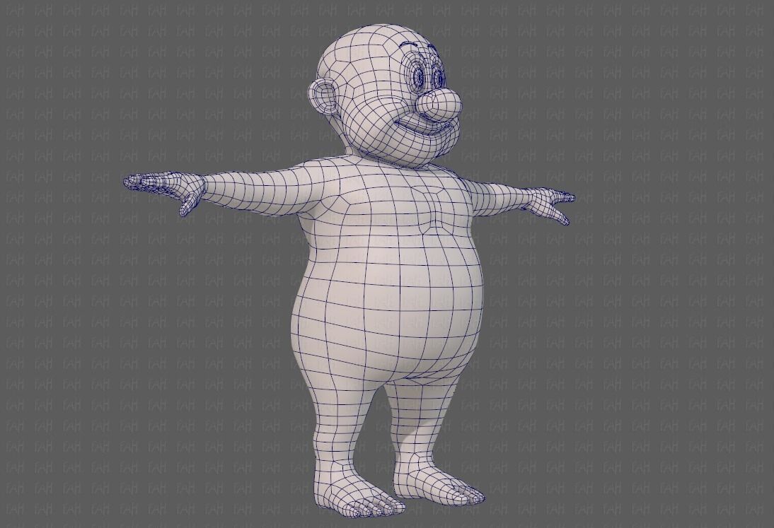 Base mesh old man character V09 Low-poly 3D model_10