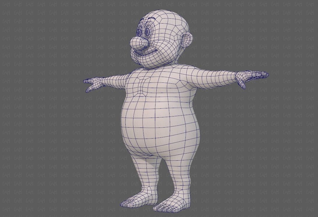 Base mesh old man character V09 Low-poly 3D model_16