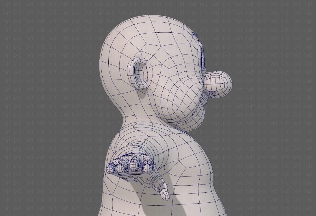 Base mesh old man character V09 Low-poly 3D model_27