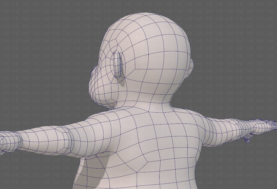 Base mesh old man character V09 Low-poly 3D model_30