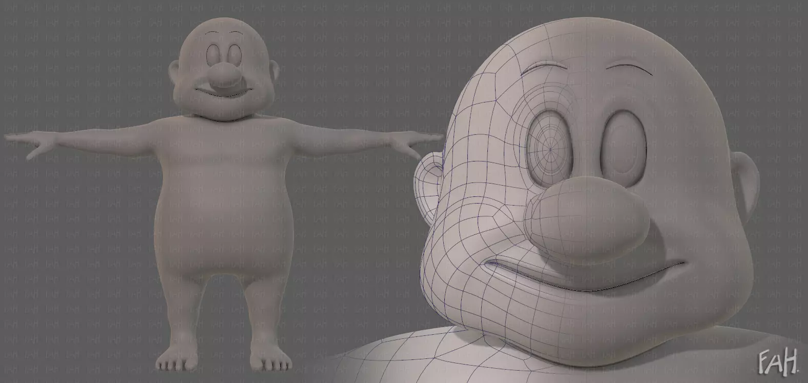 Base mesh old man character V09 Low-poly 3D model_0