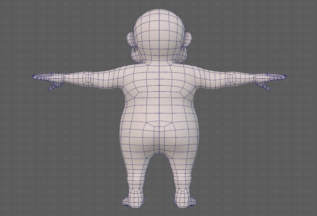 Base mesh old man character V09 Low-poly 3D model_13