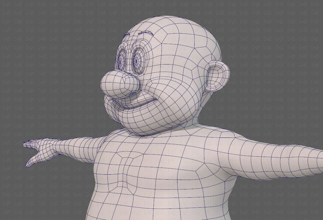 Base mesh old man character V09 Low-poly 3D model_32