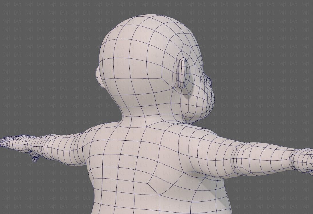 Base mesh old man character V09 Low-poly 3D model_28