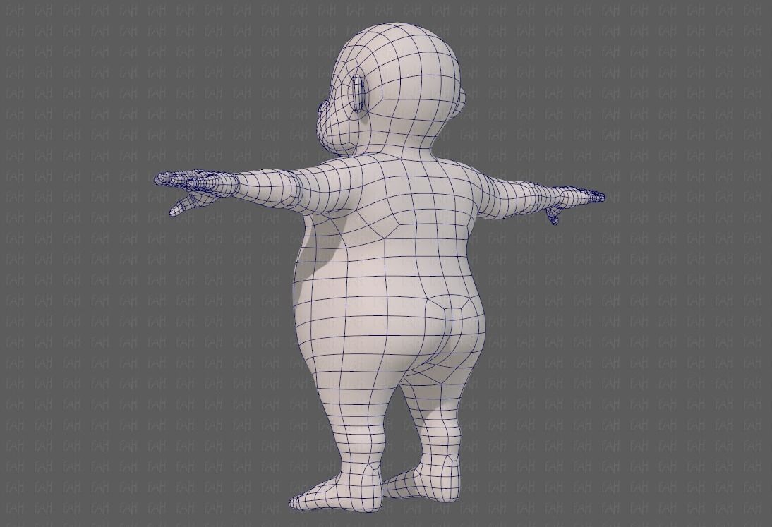 Base mesh old man character V09 Low-poly 3D model_14