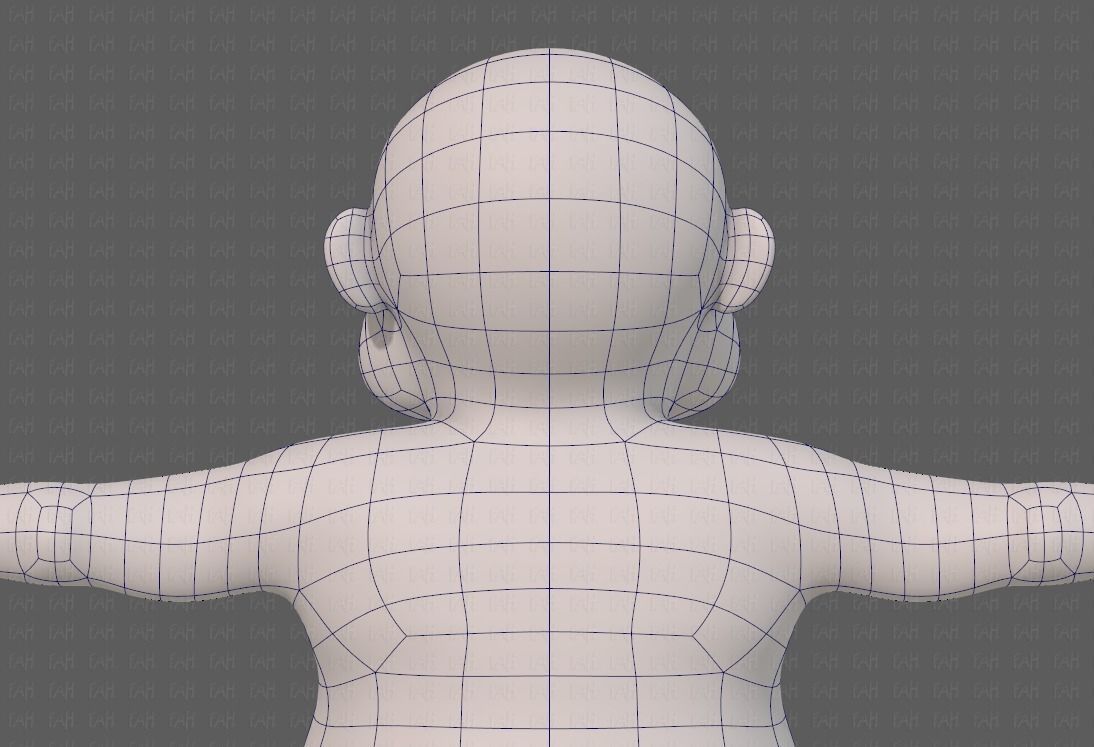 Base mesh old man character V09 Low-poly 3D model_29