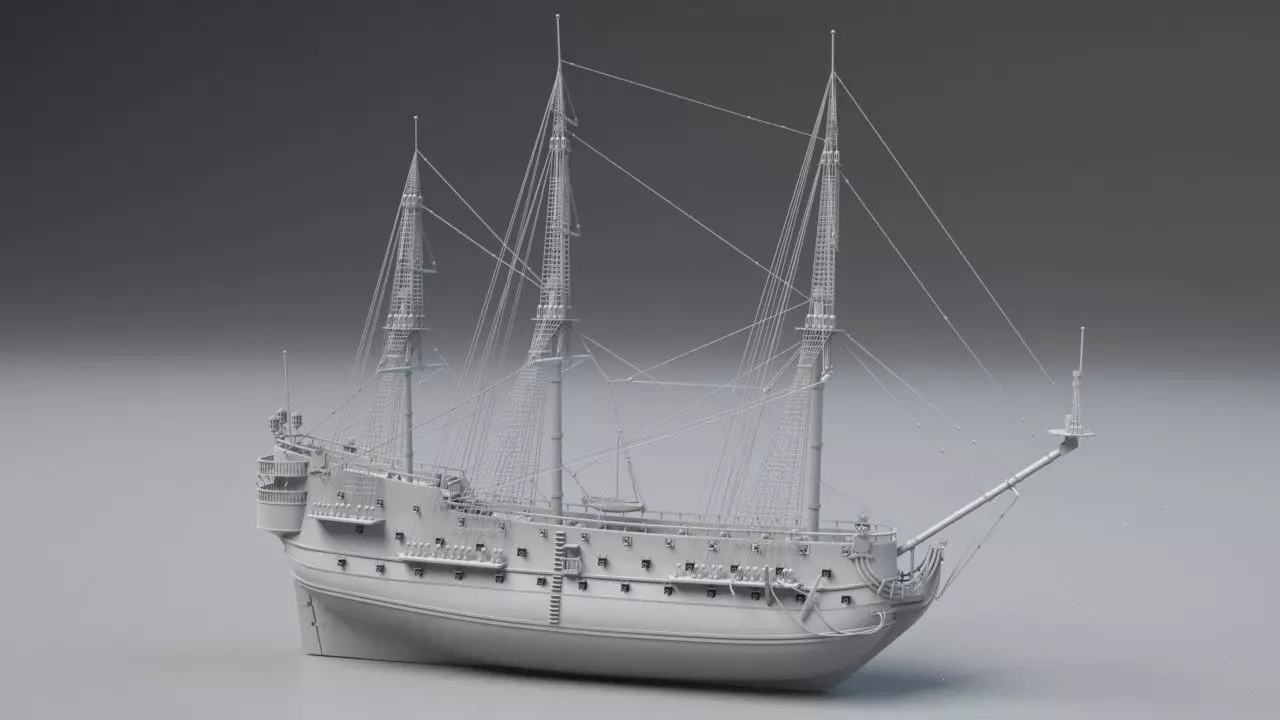 Spanish San Felipe triple decks ship 3D model_0
