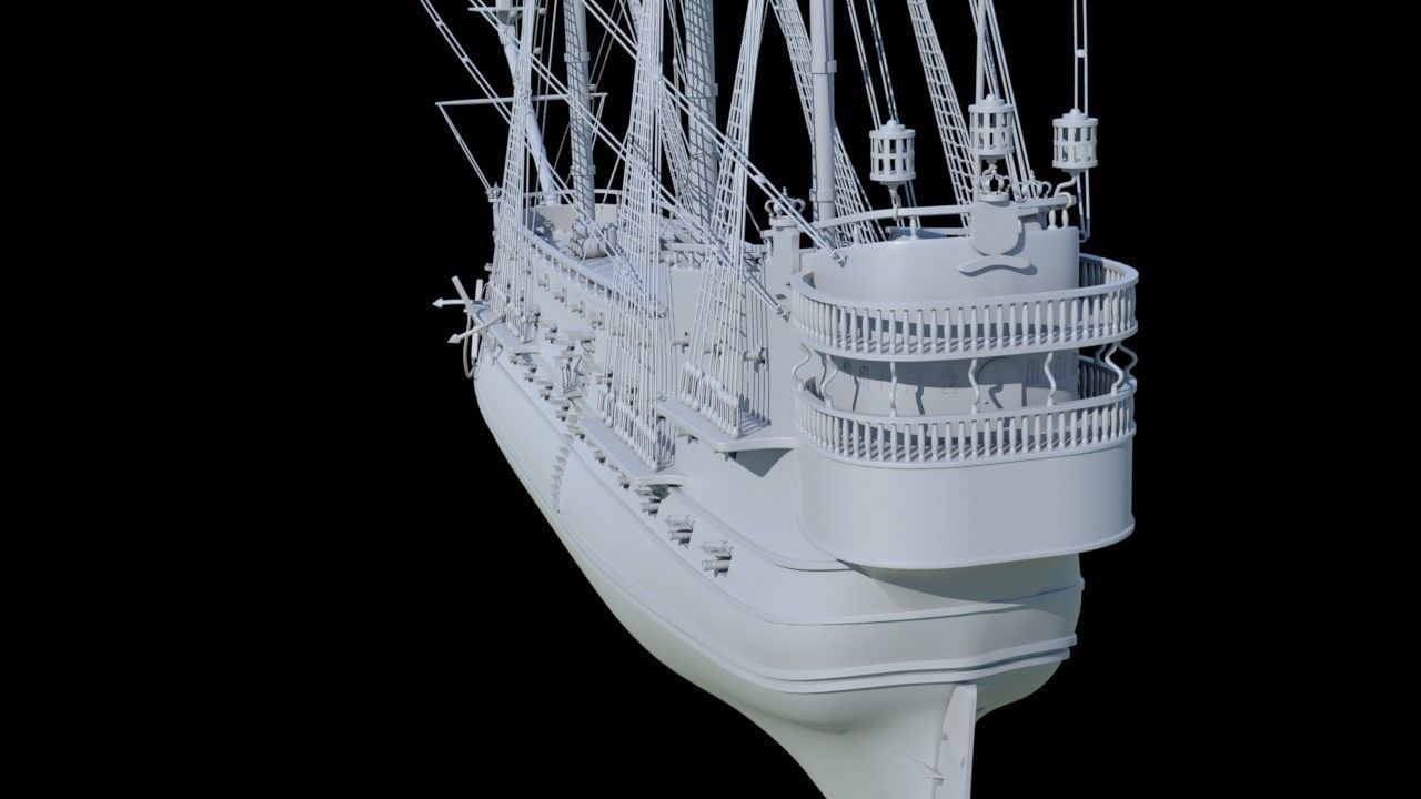 Spanish San Felipe triple decks ship 3D model_3