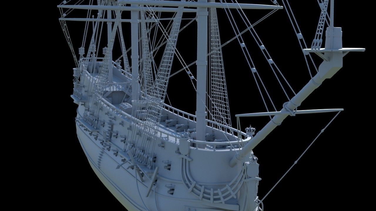 Spanish San Felipe triple decks ship 3D model_2