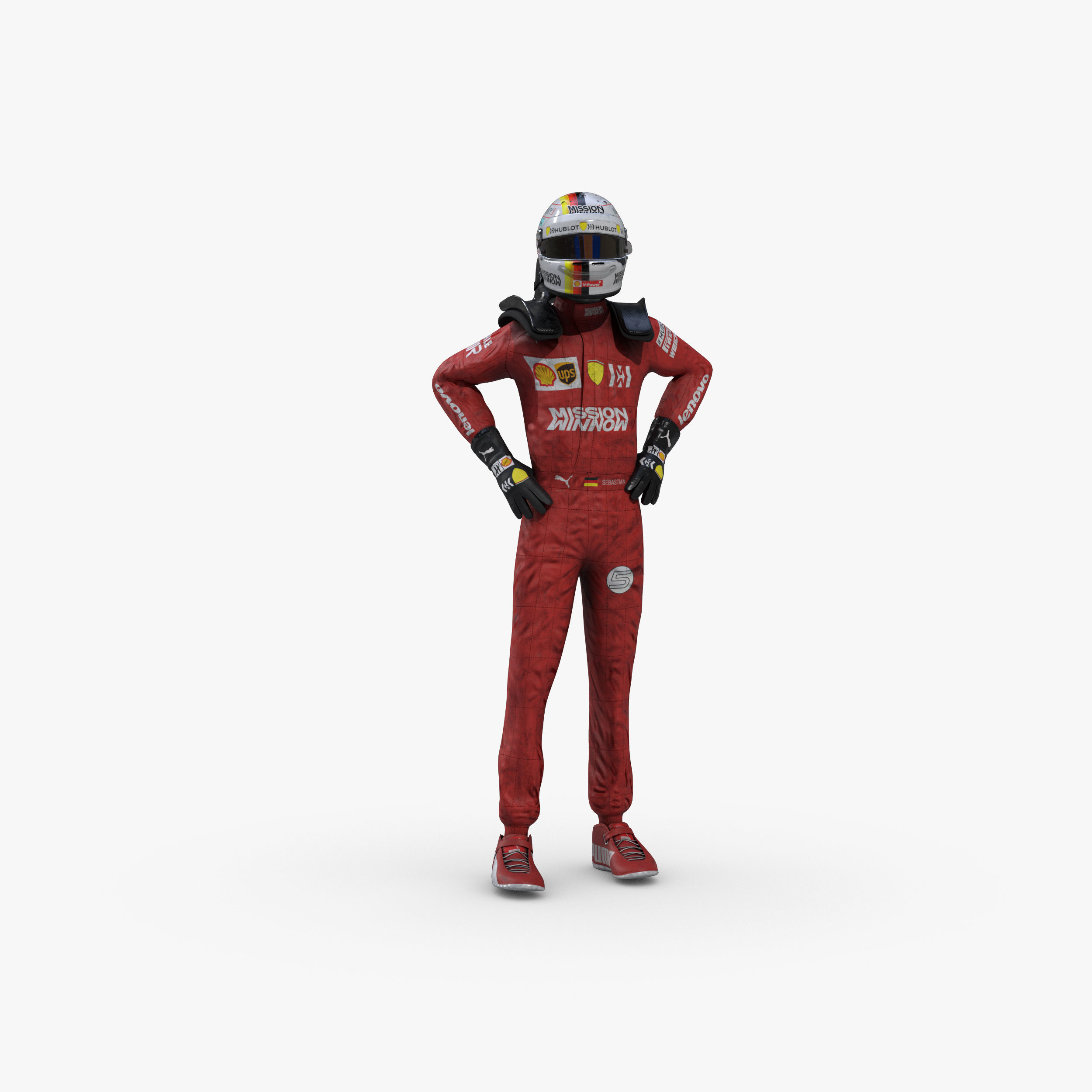 Sebastian Vettel 2019 Low-poly 3D model_4