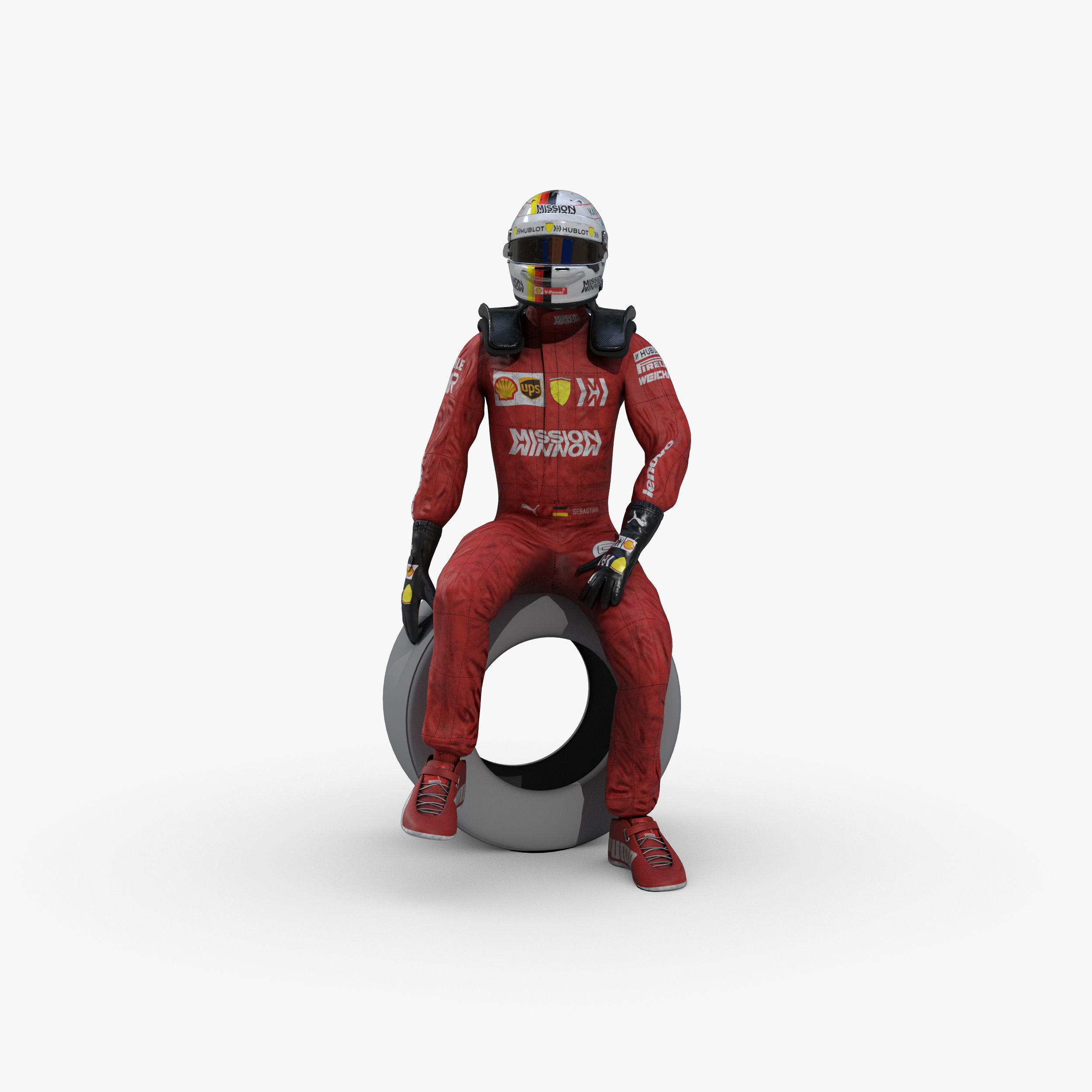 Sebastian Vettel 2019 Low-poly 3D model_2