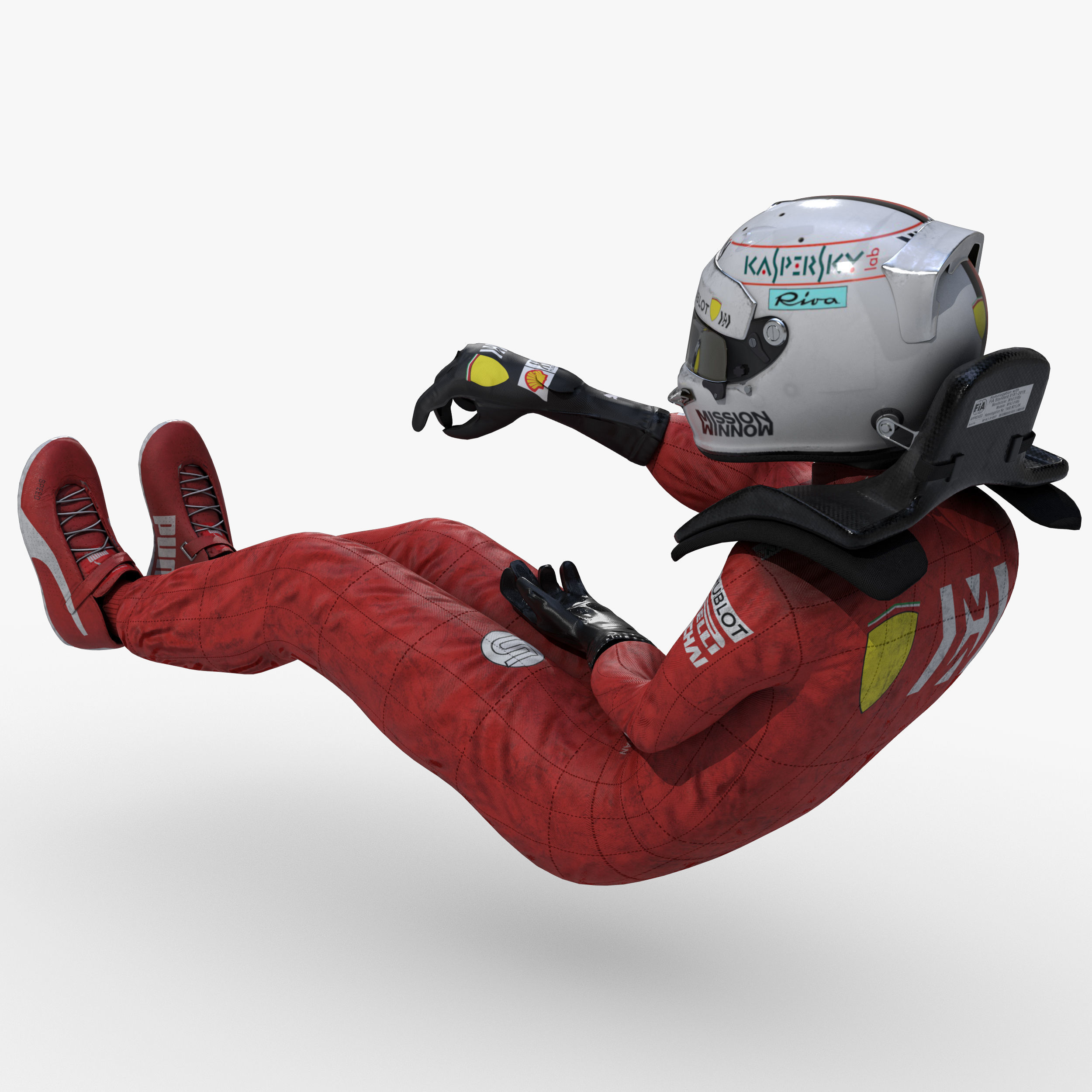 Sebastian Vettel 2019 Low-poly 3D model_7