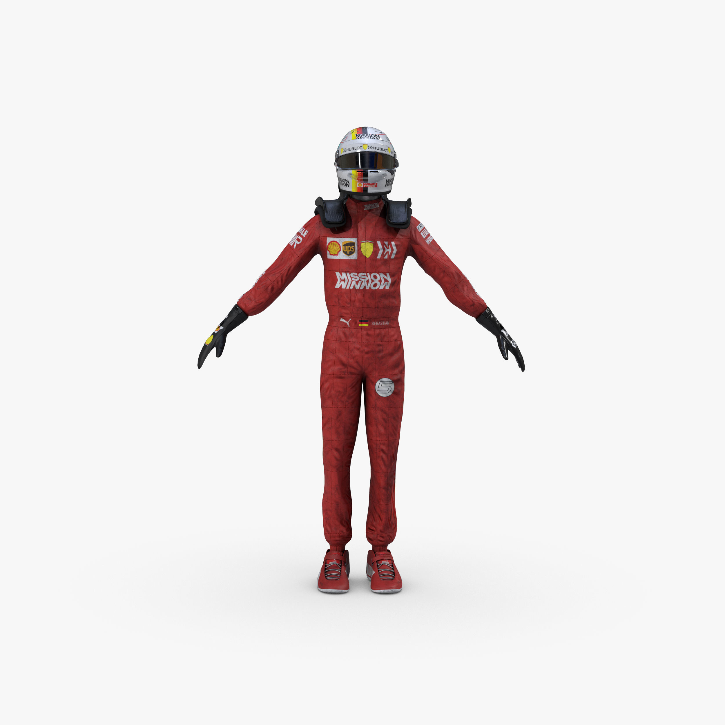 Sebastian Vettel 2019 Low-poly 3D model_1
