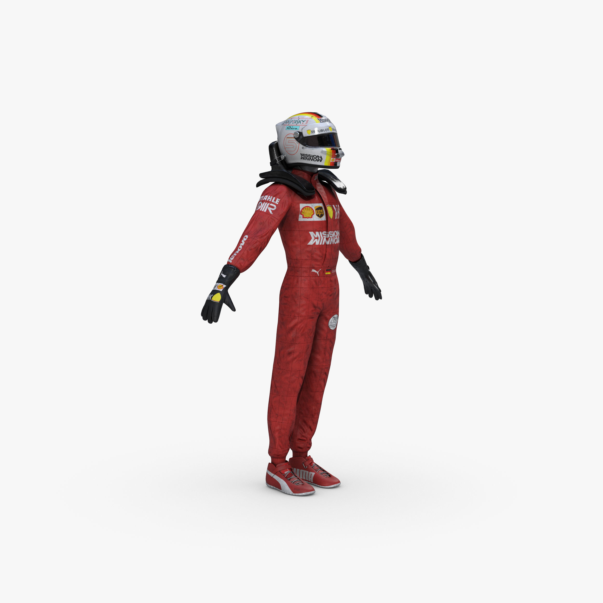 Sebastian Vettel 2019 Low-poly 3D model_9