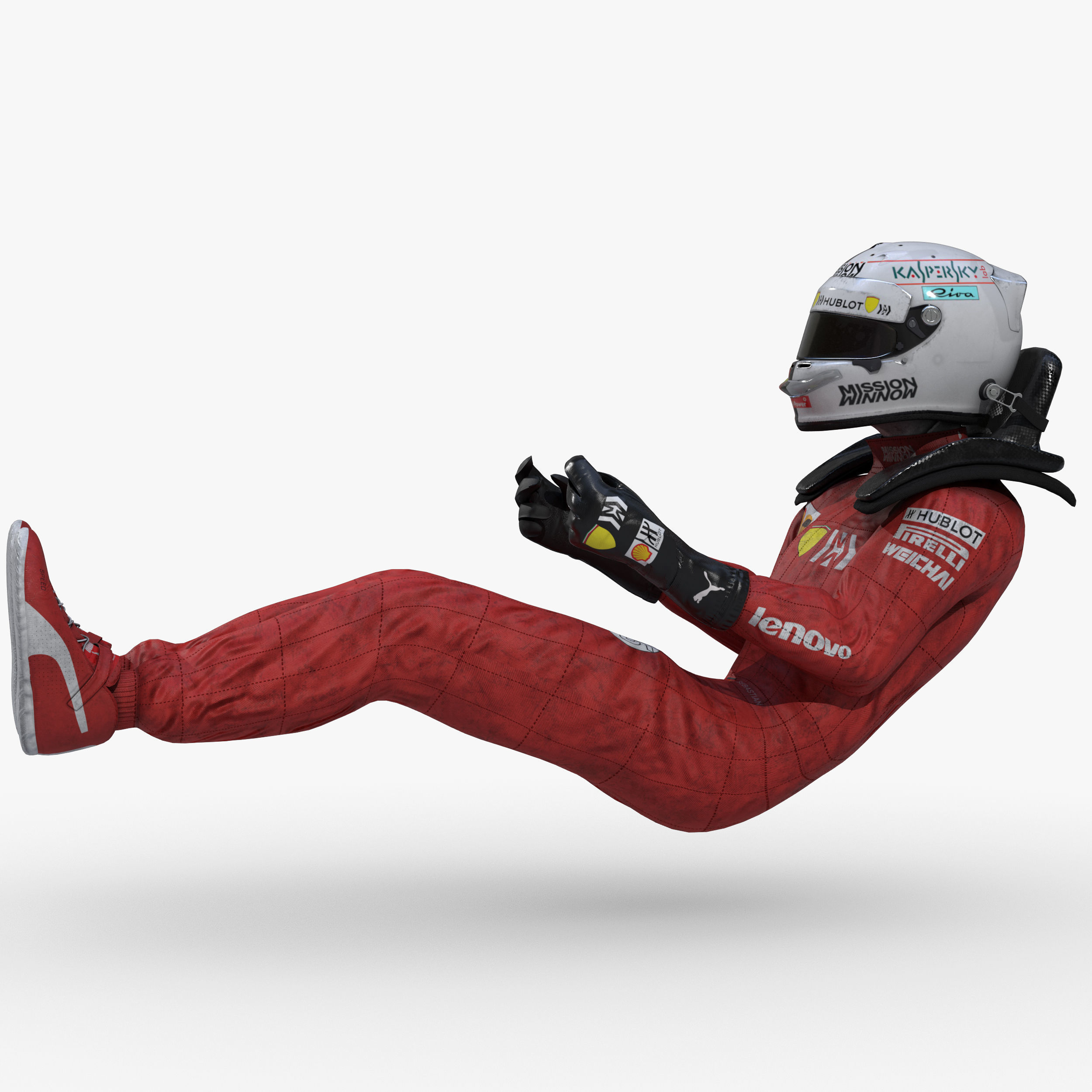 Sebastian Vettel 2019 Low-poly 3D model_3