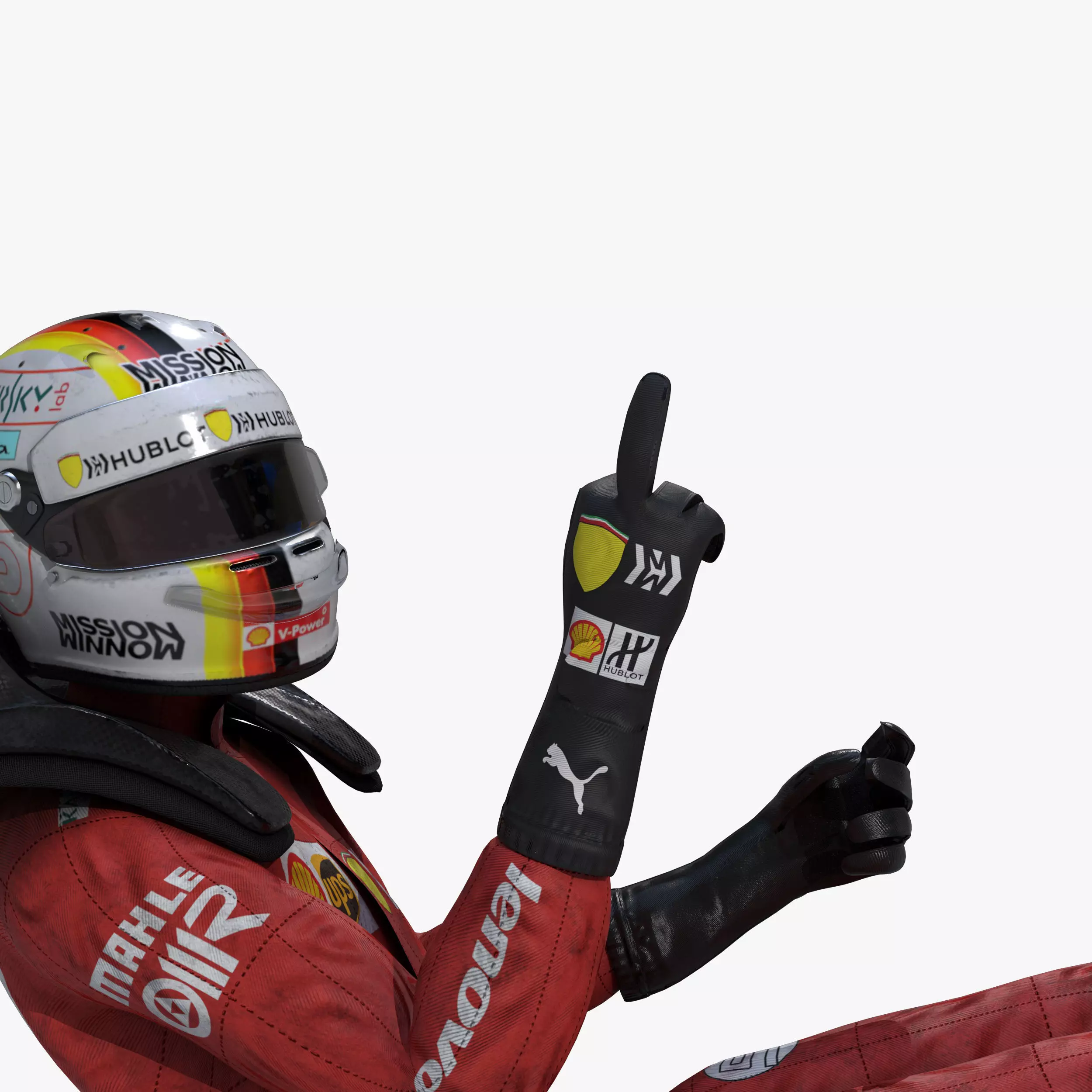 Sebastian Vettel 2019 Low-poly 3D model_0