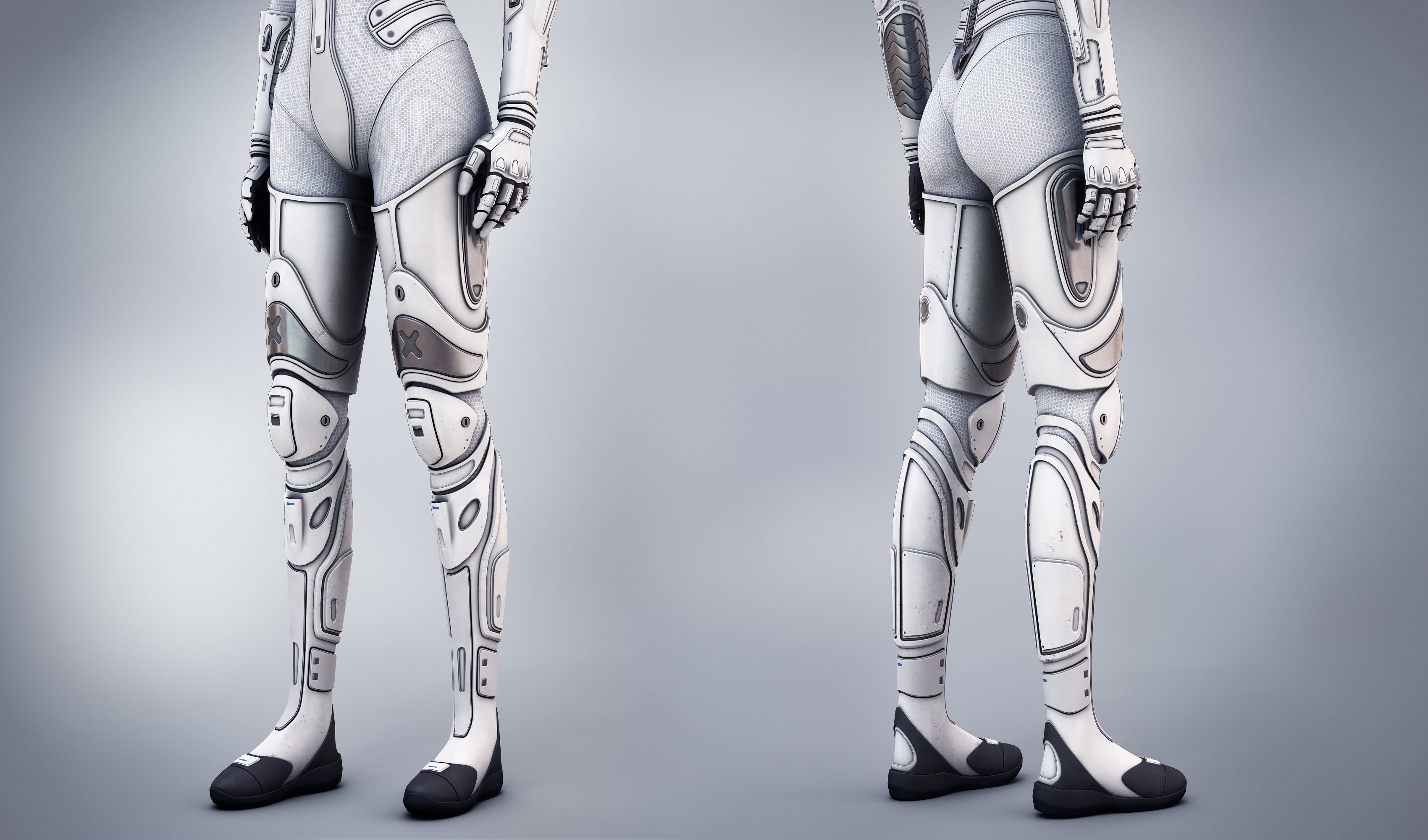 White Female Cyborg 3D model_4