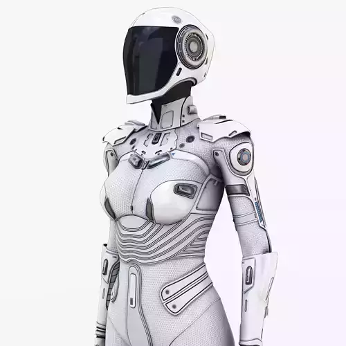 White Female Cyborg 3D model