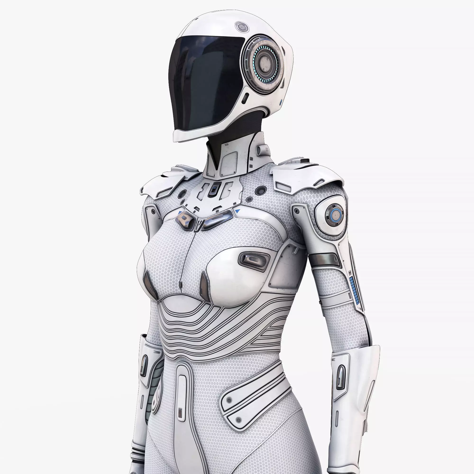 White Female Cyborg 3D model_0