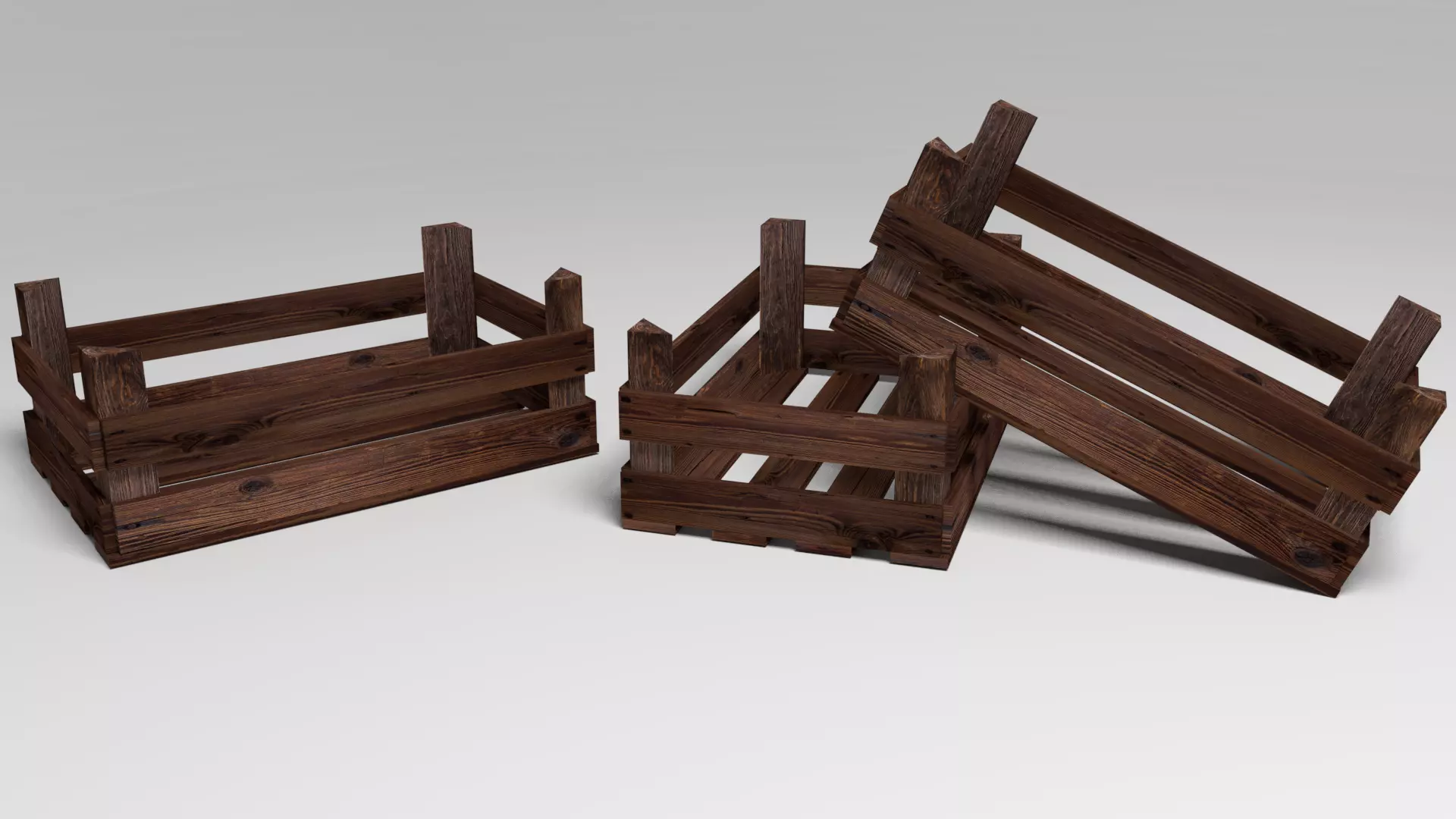 176 tris Lowpoly Wooden fruit case high resolution Free low-poly 3D model