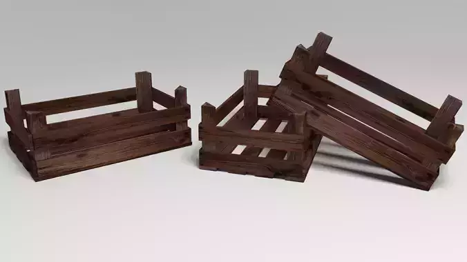 176 tris Lowpoly Wooden fruit case high resolution Free low-poly 3D model