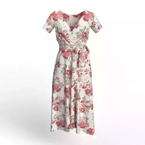 High Qualtity Stylish Designer Women Wrap Dress 3D model 3D model