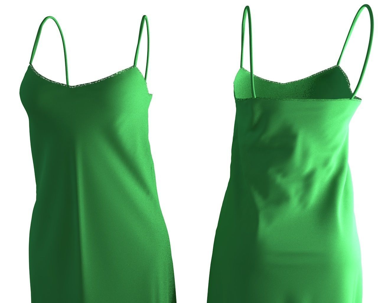 Stylish Designer Women Slip Dress with Lace 3D model 3D model_9