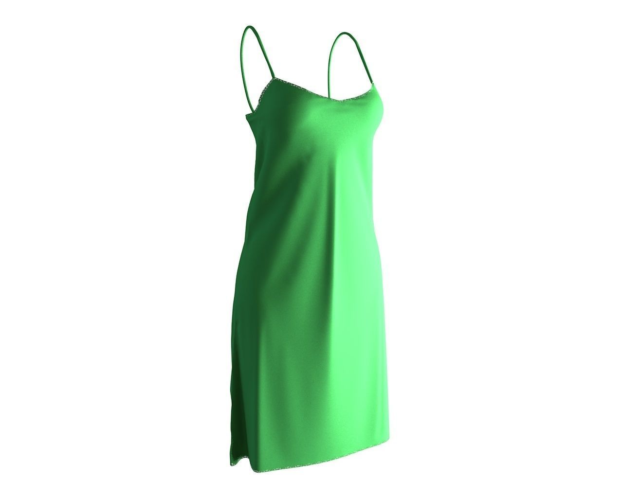 Stylish Designer Women Slip Dress with Lace 3D model 3D model_2