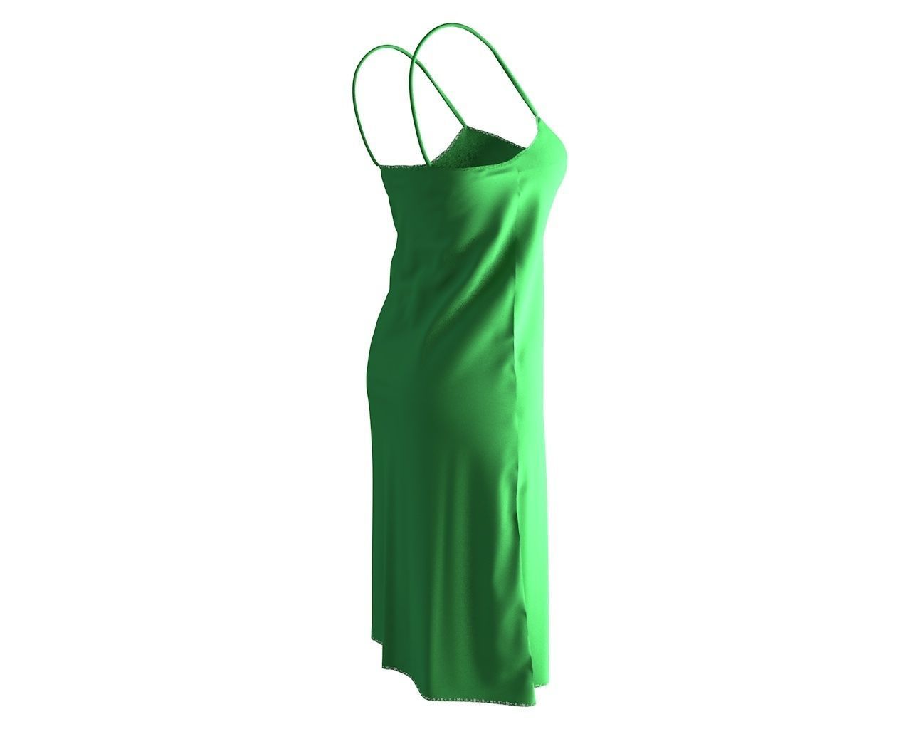 Stylish Designer Women Slip Dress with Lace 3D model 3D model_5