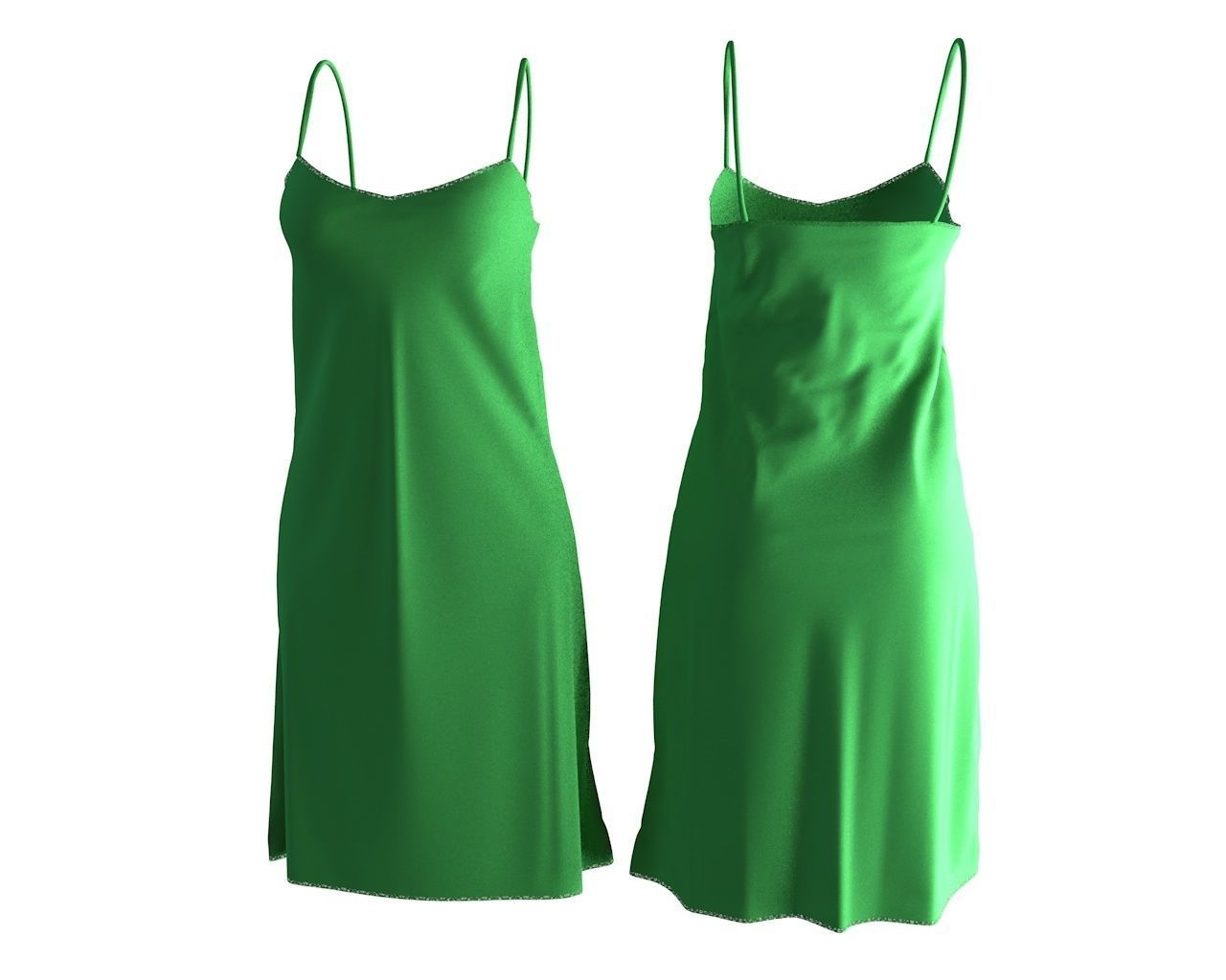 Stylish Designer Women Slip Dress with Lace 3D model 3D model_8