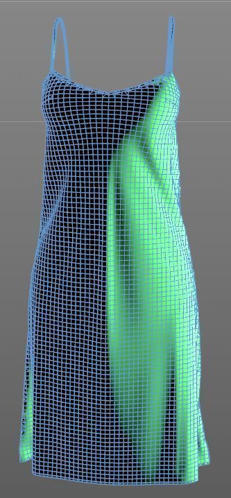 Stylish Designer Women Slip Dress with Lace 3D model 3D model_11