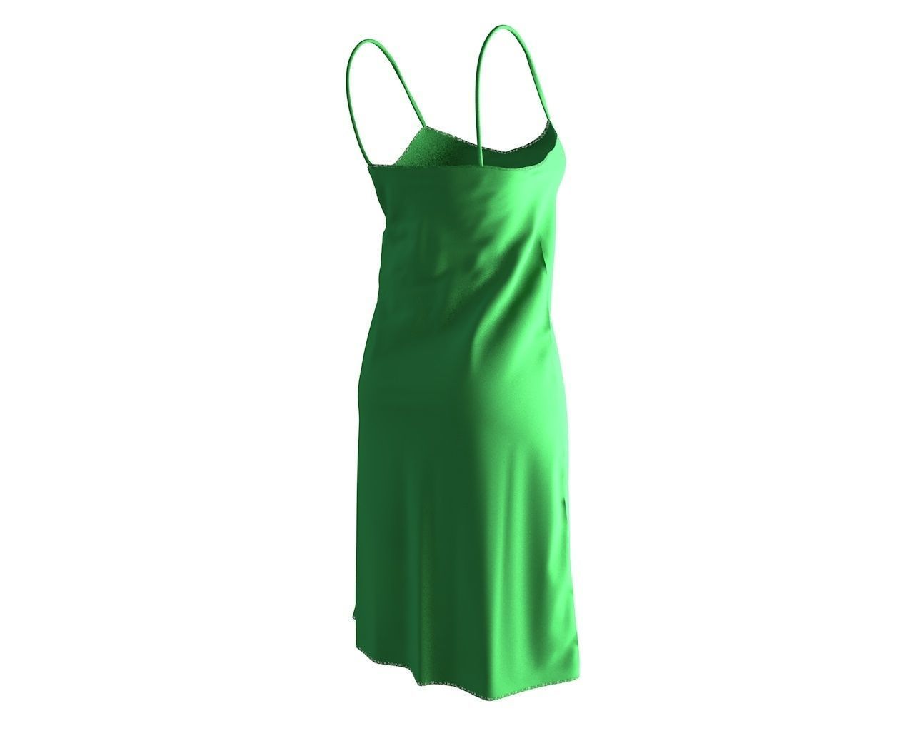 Stylish Designer Women Slip Dress with Lace 3D model 3D model_6