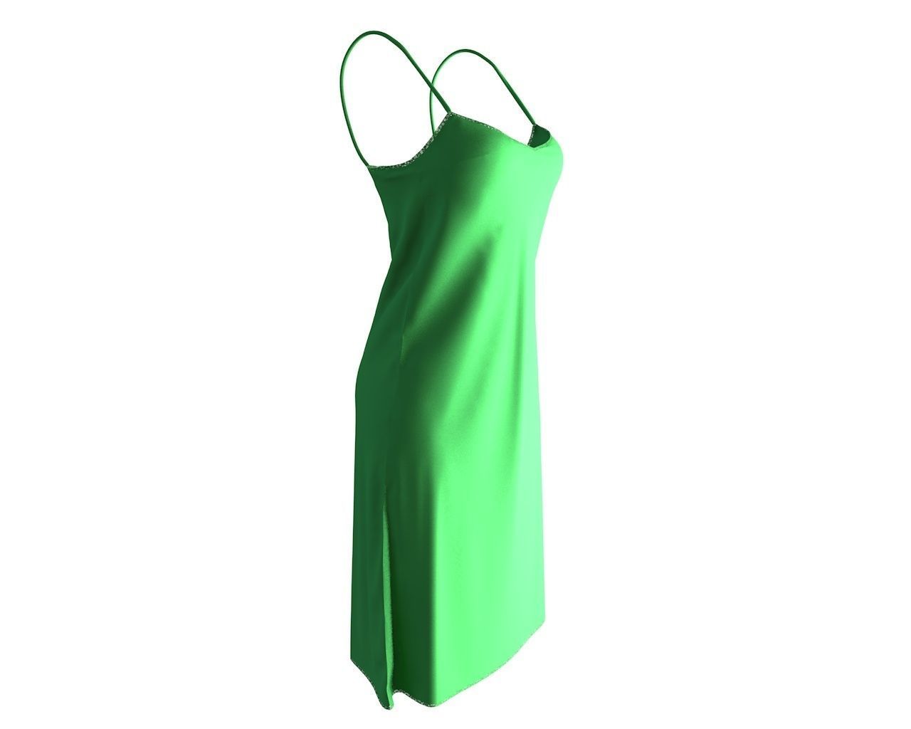 Stylish Designer Women Slip Dress with Lace 3D model 3D model_3