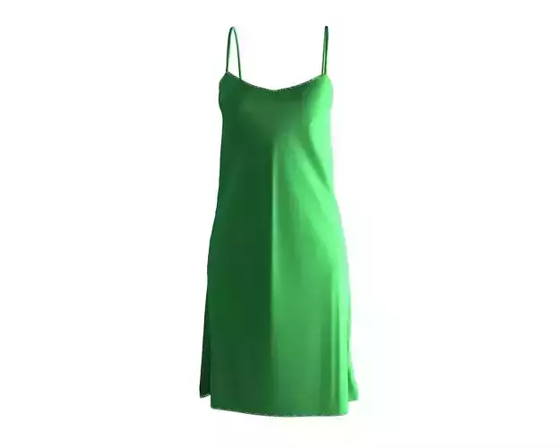 Stylish Designer Women Slip Dress with Lace 3D model  3D model