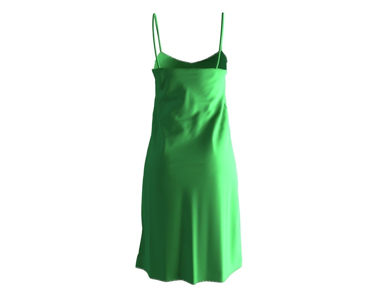 Stylish Designer Women Slip Dress with Lace 3D model 3D model_7