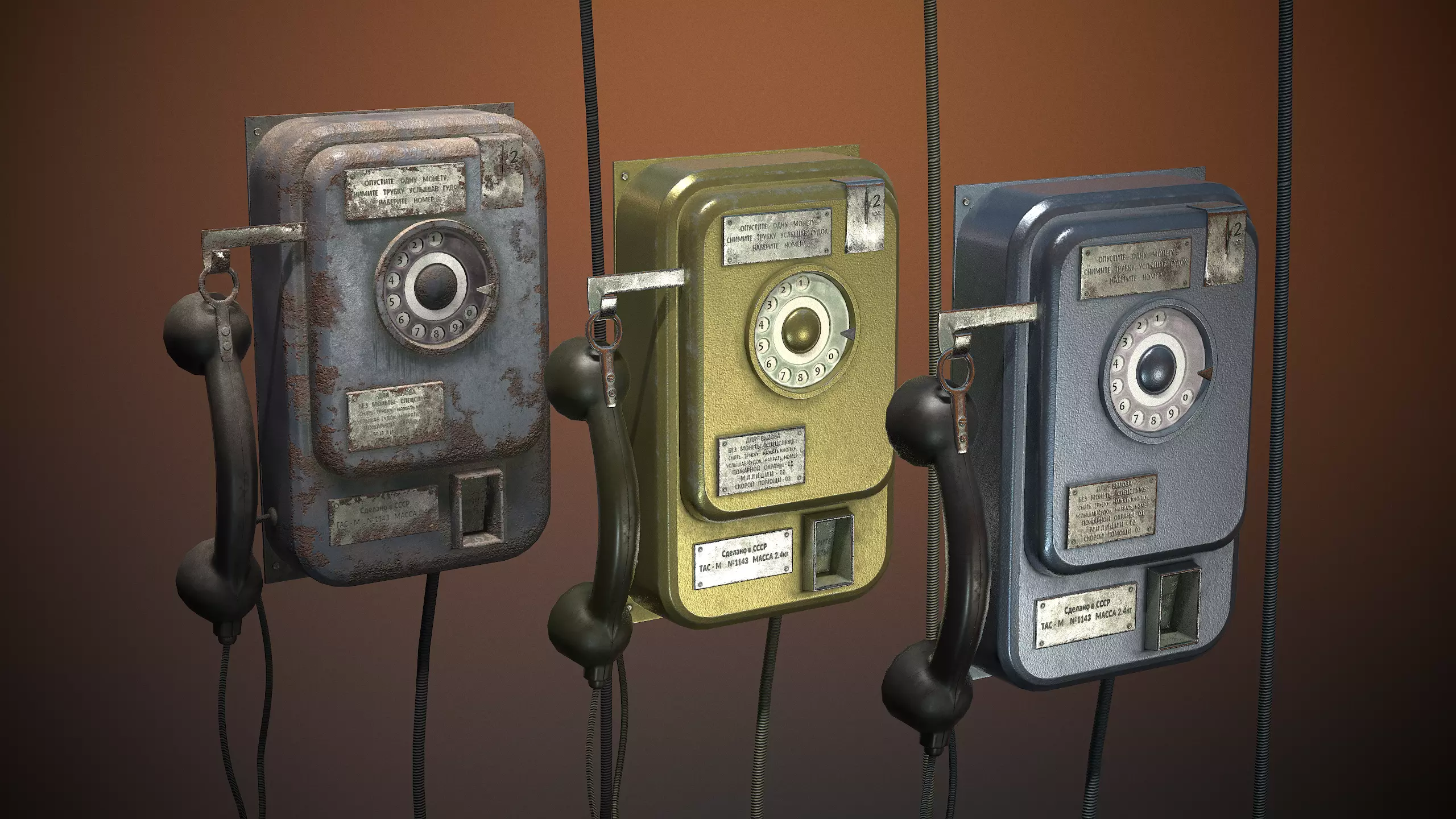 phone old with cord Low-poly 3D model_0