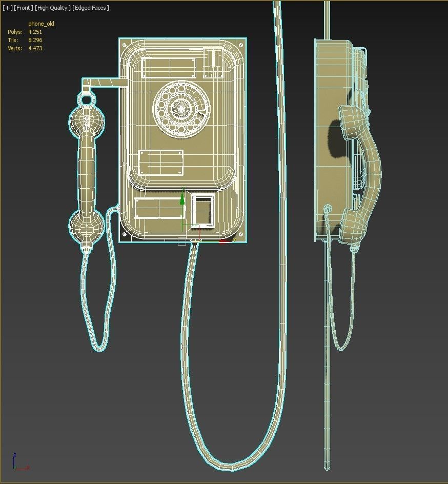 phone old with cord Low-poly 3D model_12