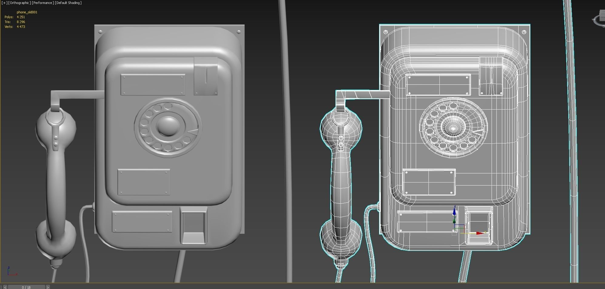 phone old with cord Low-poly 3D model_13