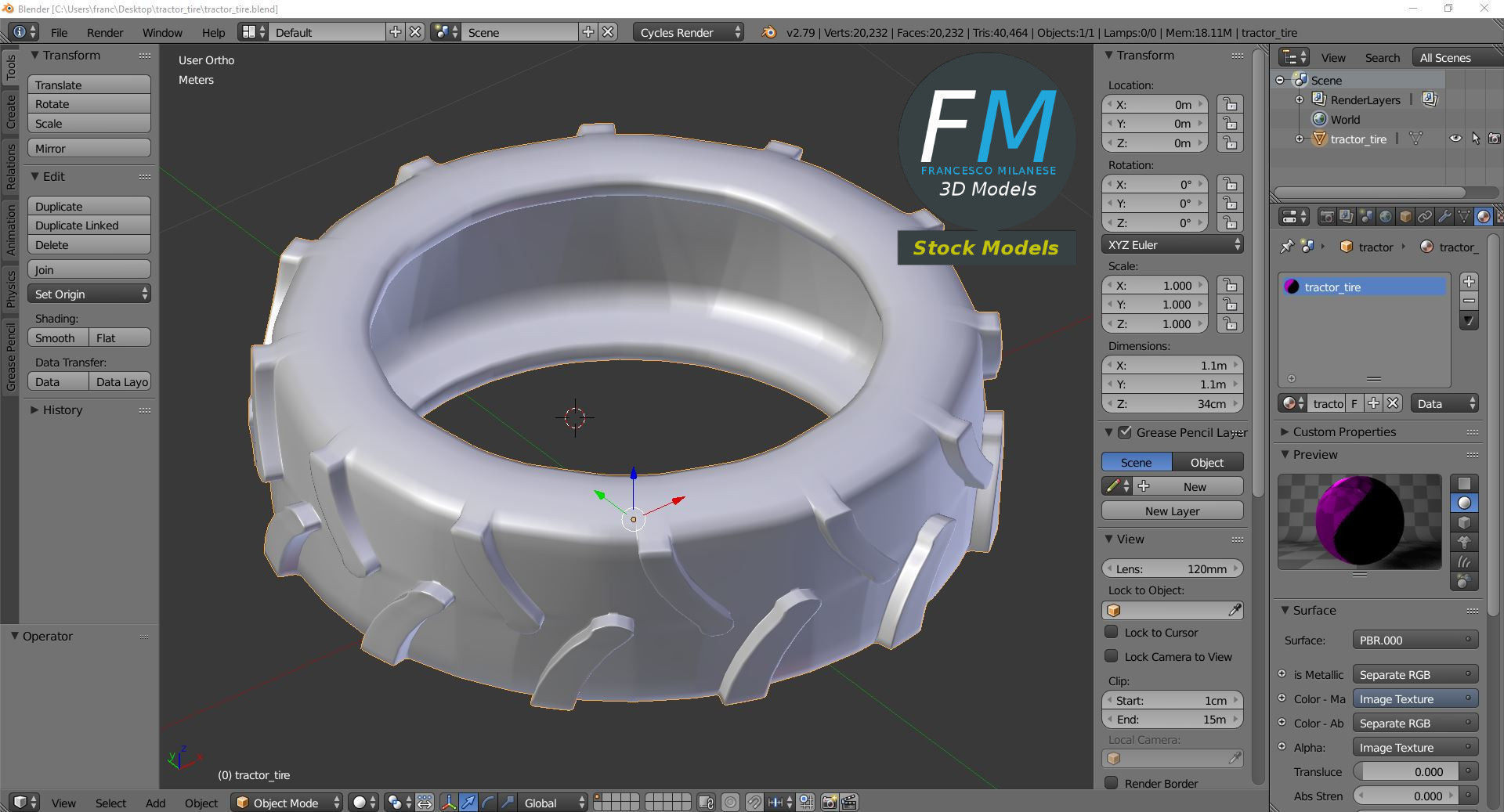 Tractor tire 3D model_9